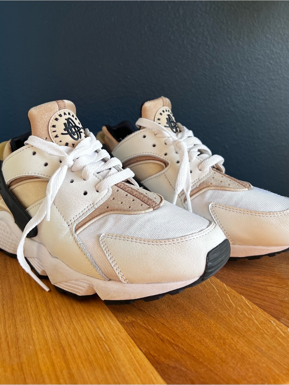 Nike Huarache Mesh Sneakers in White and Beige